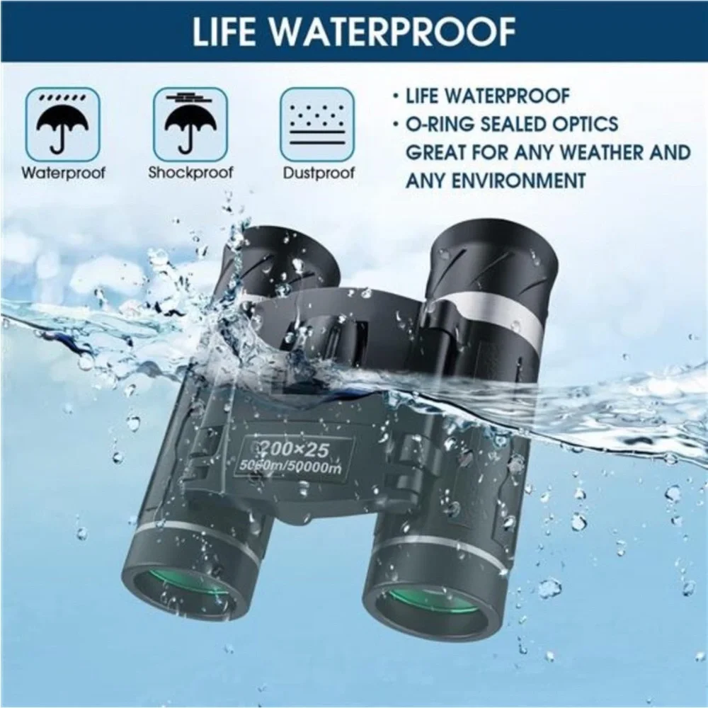 200x25 Compact Binoculars for Adults and Kids, High Powered Mini Pocket